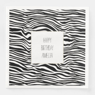 Black and White Zebra Print Paper Dinner Napkins
