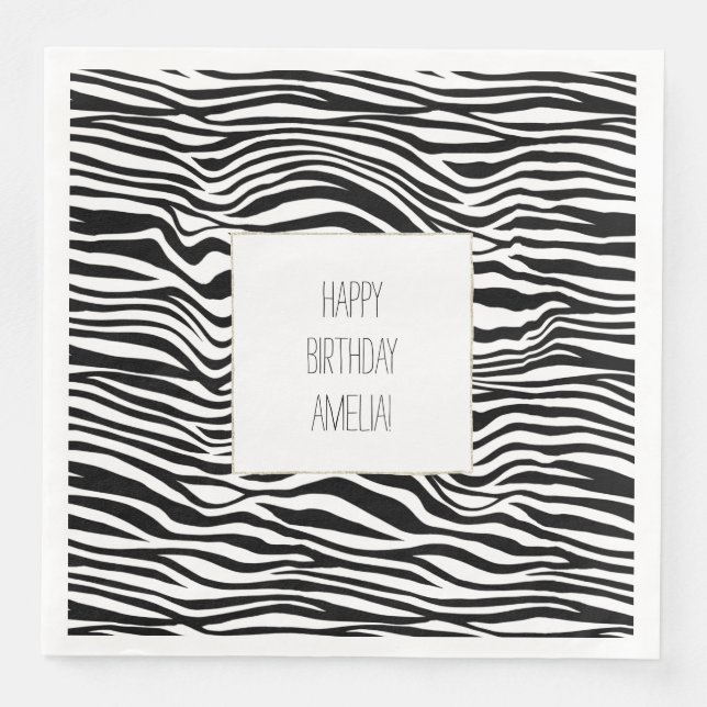 Black and White Zebra Print Paper Dinner Napkins (Front)