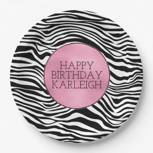 Black and White Zebra Print Paper Plates (Front)
