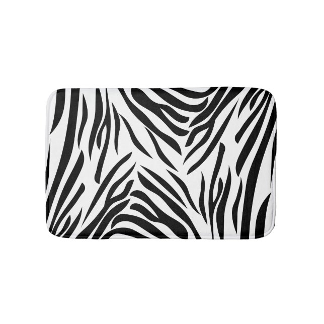 Black and White Zebra Print Pattern Bathroom Mat (Front)