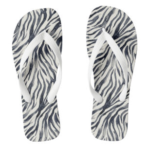 Black and White Zebra Print Pattern Flip Flops