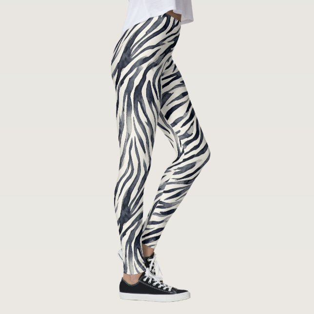 Black and White Zebra Print Pattern Leggings (Right)