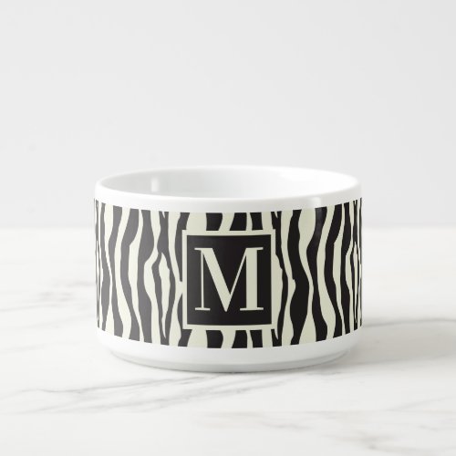 Black and White Zebra Print Pattern Monogram Bowl