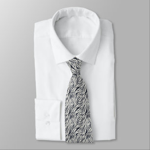 Black and White Zebra Print Pattern Neck Tie