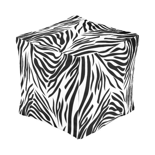 Black and White Zebra Print Pattern Pouf