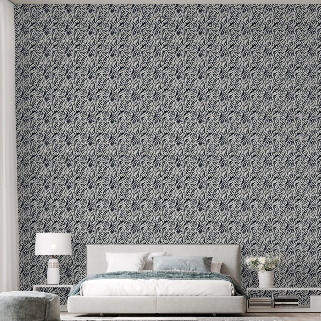 Black and White Zebra Print Pattern Wallpaper (Bedroom)