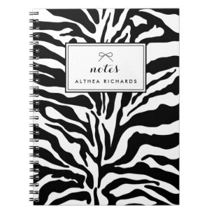 Black and white Zebra Print Personalized Notebook