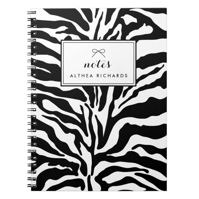 Black and white Zebra Print Personalized Notebook (Front)