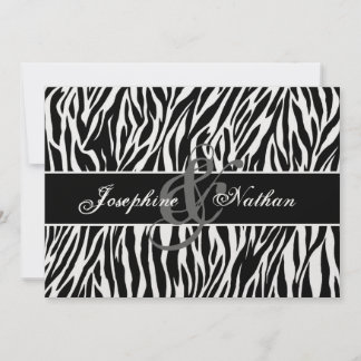 Black and White Zebra Print Personalized Wedding Invitation