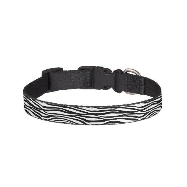Black and White Zebra Print Pet Collar (Front)
