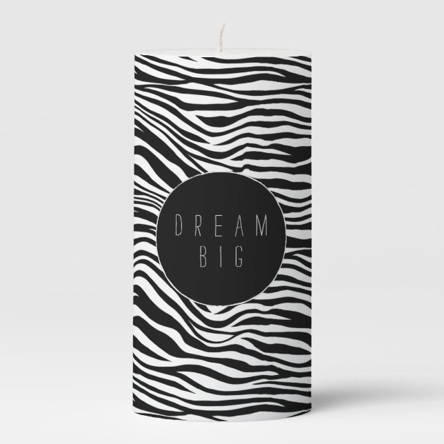 Black and White Zebra Print Pillar Candle (Front)