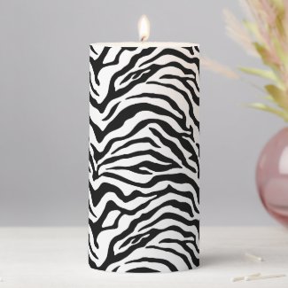 Black and white zebra print  pillar candle