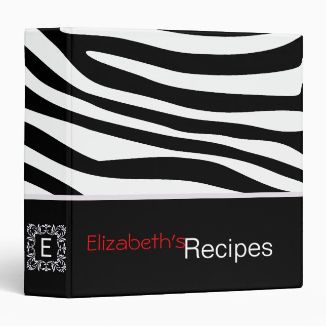 Black and White Zebra Print Retro Pattern Binder (Front/Spine)