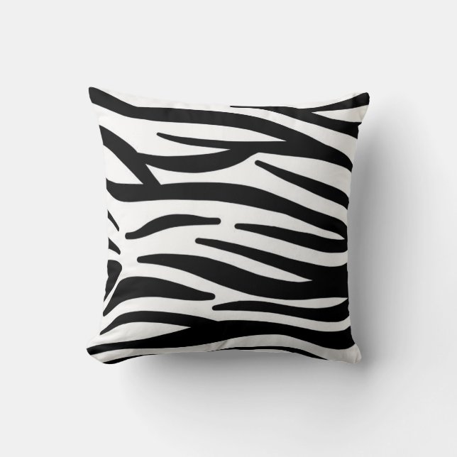 Black and White Zebra Print Throw Pillow (Front)