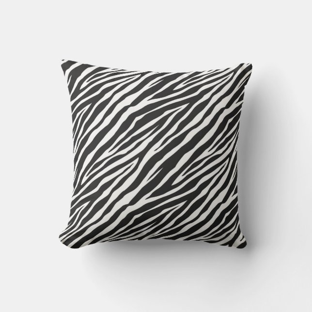 Black and White Zebra Print Throw Pillow (Front)