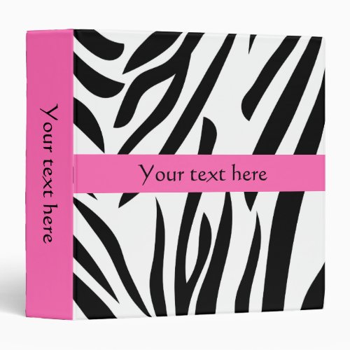 Black and White Zebra Print with Hot Pink Binder