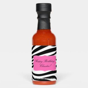 Black and White Zebra Print with Hot Pink Birthday Sauces