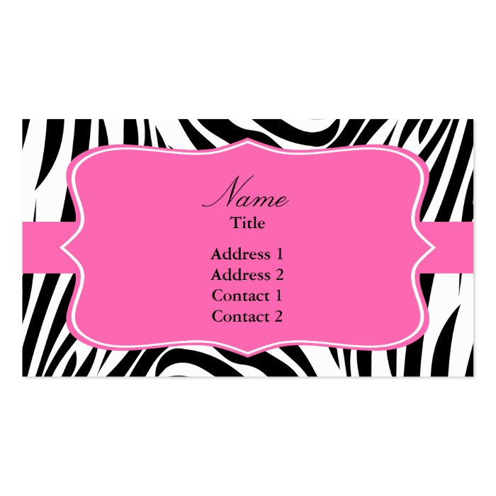 Black and White Zebra Print with Hot Pink Business Card