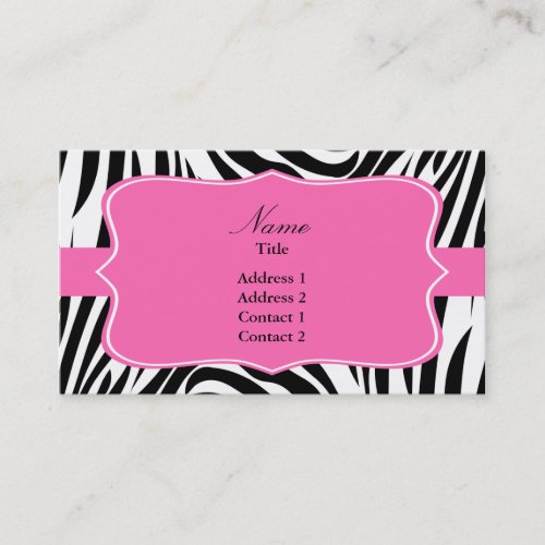 Black and White Zebra Print with Hot Pink Business Card