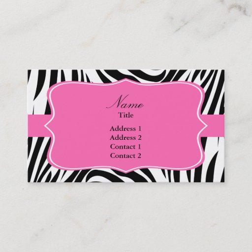 Customizable Black and White Zebra Print with Hot Pink Business Card