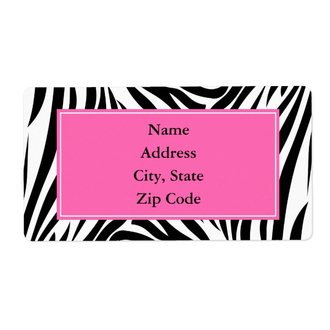 Black and White Zebra Print with Hot Pink Label (Front)