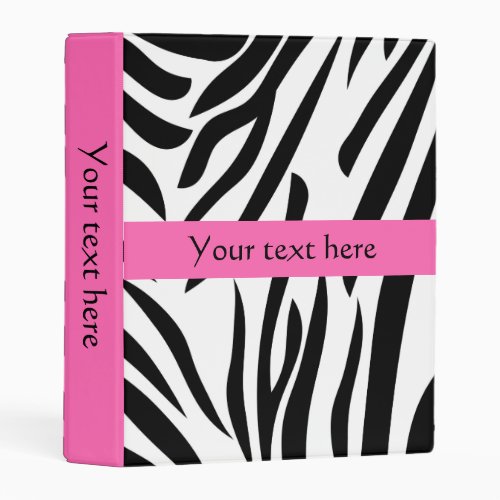 Black and White Zebra Print with Hot Pink Mini Binder