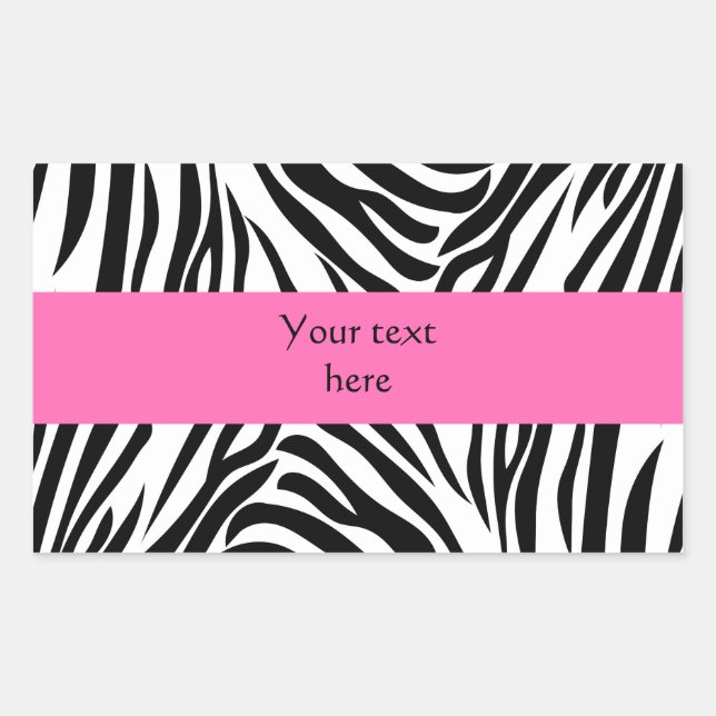 Black and White Zebra Print with Hot Pink Rectangular Sticker (Front)