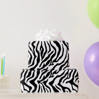 Black And White Zebra Print Wrapping Paper by stickywicket at Zazzle