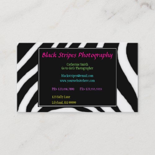 Black and White Zebra Profile Business Card