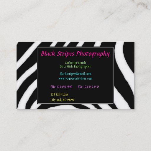Customizable Black and White Zebra Profile Business Card
