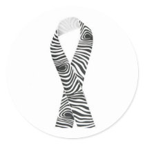 Black and white Zebra Ribbon Classic Round Sticker