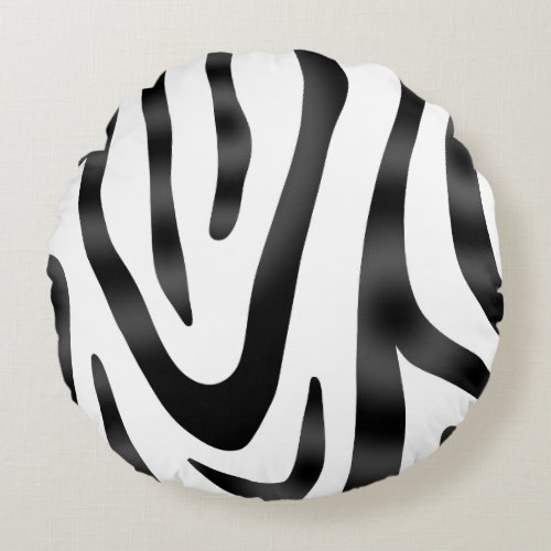 Black and White Zebra Round Pillow