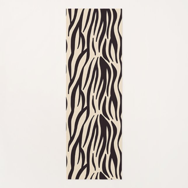 Black and white Zebra skin print Yoga Mat (Front)