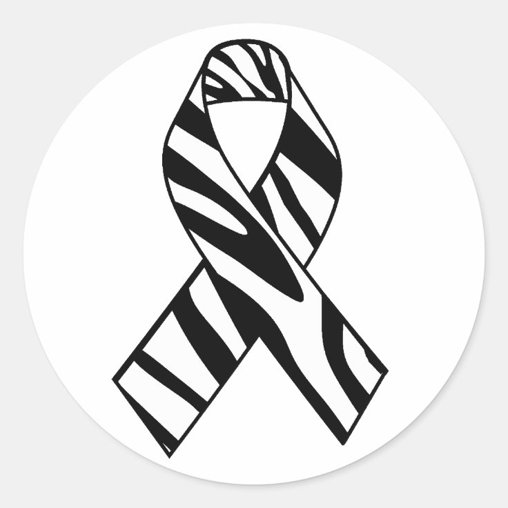 Black and White Zebra Stripe Awareness Ribbon Classic Round Sticker