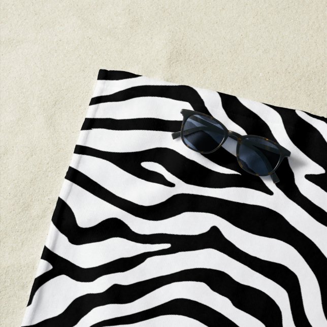 Black and white zebra stripe beach towel (In Situ)
