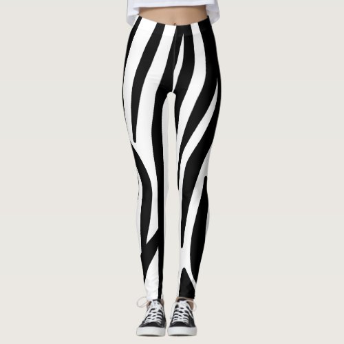 Black and White Zebra Stripe Leggings