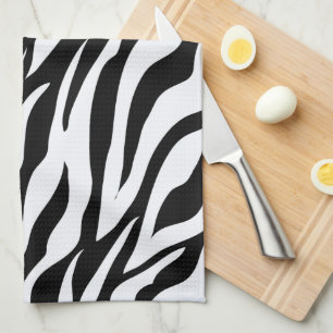 Black and White Zebra Stripe Pattern Animal Print Kitchen Towel