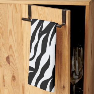 Black and White Zebra Stripe Pattern Animal Print Kitchen Towel