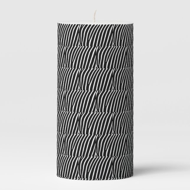 Black and White Zebra Stripe Pillar Candle (Front)