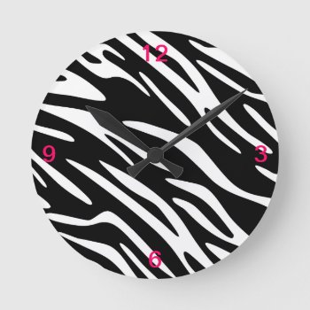 Black And White Zebra Stripe Wall Clock by stripedhope at Zazzle