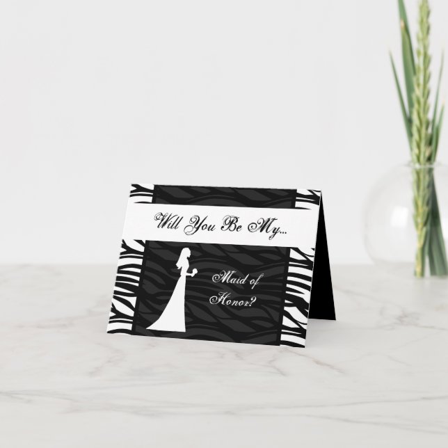 Black and White Zebra Stripe, Wedding Party Invite (Front)