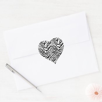 Black And White Zebra Striped Heart Sticker by stickywicket at Zazzle