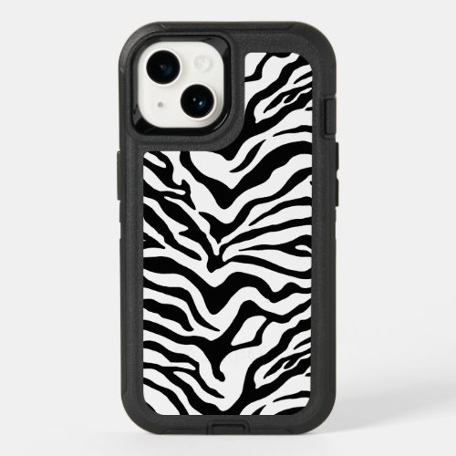 Black and White Zebra striped OtterBox iPhone 14 Case