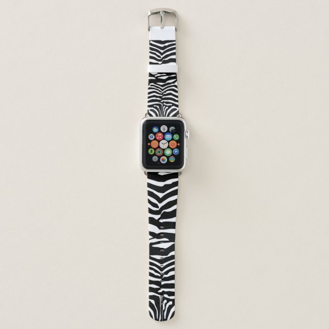 Black And White Zebra Striped Pattern Apple Watch Band (Front)