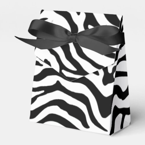 Black and white zebra striped print favor boxes