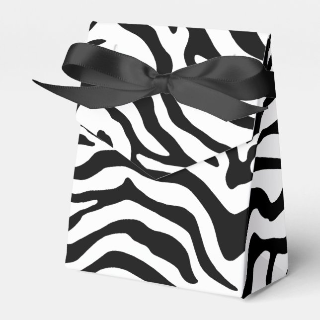 Black and white zebra striped print favor boxes (Front Side)