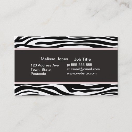 Customizable Black and White Zebra stripes animal print Business Card
