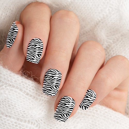 Black And White Zebra Stripes Animal Print Minx Nail Art