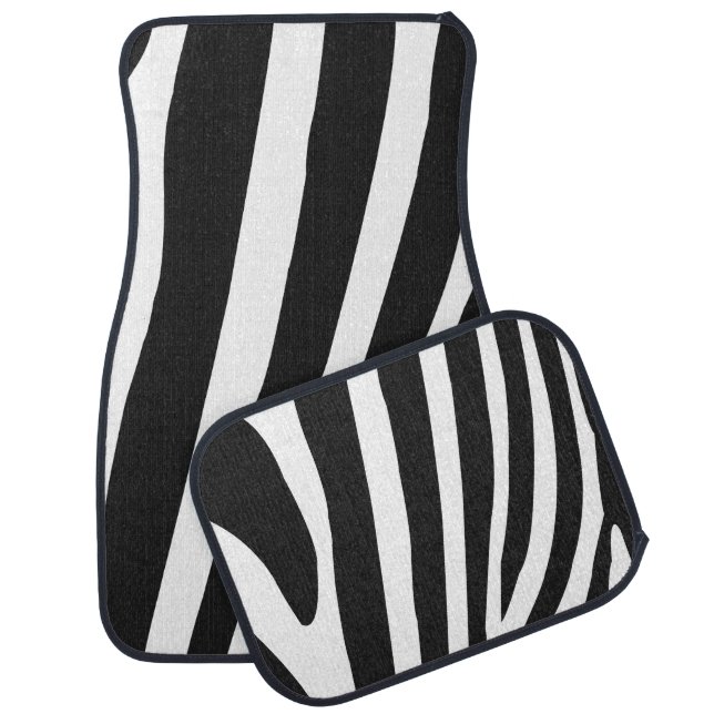 Black and White Zebra Stripes  Car Floor Mat (Set)