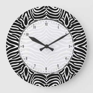 Black And White Zebra Stripes Large Clock